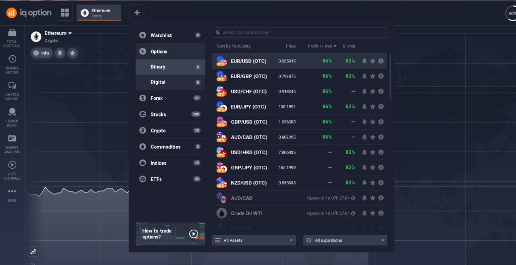 Choosing binary options for trading