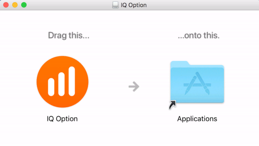 Place the IQ Option icon in the Applications folder